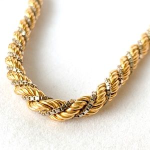 18k Solid 2 Tone White/Yellow Gold Rope Box Chain